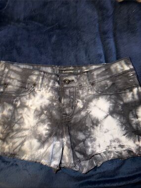 Blackheart Black and White Tie-Dye Denim Shorts